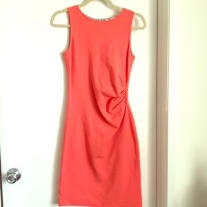 Orange dress with side ruching